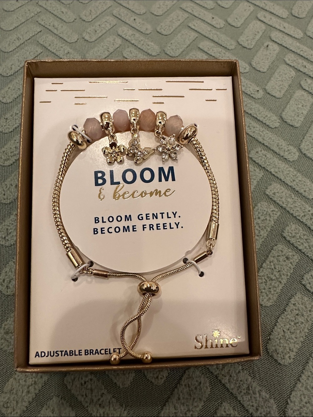 Gold Floral Charm Adjustable Bracelet - Bloom & Become